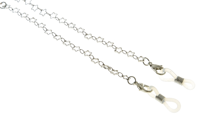 Аксессуары  Цепочка серебристые со звездами WH009, 75 см